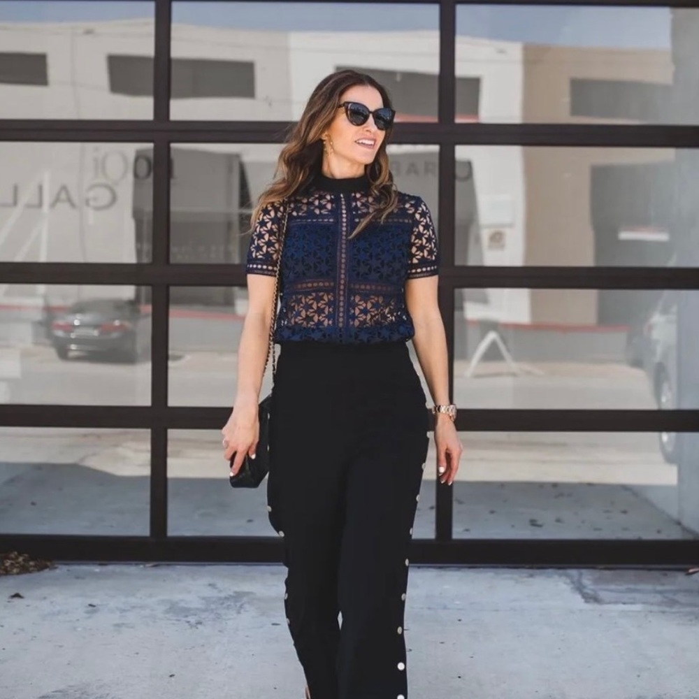 Self Portrait Star Repeat Blouse Navy Blue 6